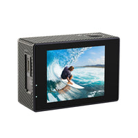 Action camera for extreme sports capturing a surfer riding a wave in stunning clarity.