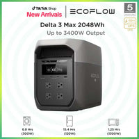 DELTA 3 Max Portable Power Station 2048Wh – Solar Generator with 3400W X-Boost, LiFePO4 Battery, 0-80% in 1.13Hr for Home Backup & RV