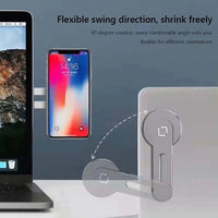 Magnetic phone holder demonstrating flexible swing direction with 90-degree rotation for optimal viewing.