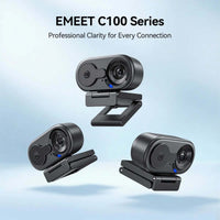 EMEET C100 4K Webcam – External USB Webcam with 66° FOV, Fixed Focus, Built-In Mic & Privacy Cover for Home Office & Meetings