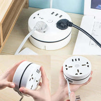 Power strip with USB ports showcasing multiple outlets and USB connections for convenient charging.