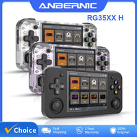 Portable gaming device RG35XX H with 3.5-inch IPS screen and multiple color options.