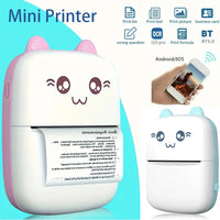Cute mini Bluetooth label printer with cartoon design, printing labels and notes easily from Android or iOS devices.