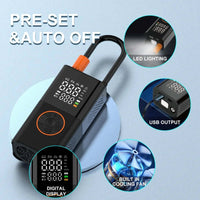 Portable Tire Inflator – Mini Air Compressor with Digital Display and Auto Shut-Off for Car, Bike & Motorcycle