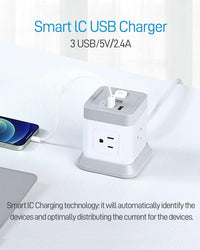 Smart IC USB charger with 3 USB ports and automatic device identification for optimal charging.