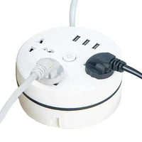 Power strip with USB ports, featuring multiple AC outlets and USB connections for convenient charging.