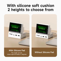 AIDA64 sensor panel comparison showing two heights with silicone soft cushion and without silicone pad.