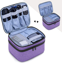 Mini projector carrying bag for DR.J projectors in purple, featuring storage for cables and accessories.