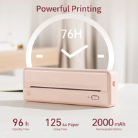Compact thermal printer HPRT MT810 with powerful printing, 96h standby time, and 2000 mAh rechargeable battery.