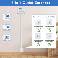 USB power strip with 3 AC outlets, 1 USB-C port, and 3 USB-A ports for convenient charging and power access.