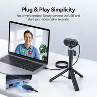 EMEET C100 4K Webcam – External USB Webcam with 66° FOV, Fixed Focus, Built-In Mic & Privacy Cover for Home Office & Meetings