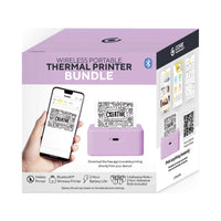 Portable thermal printer bundle with smartphone app for easy printing and creative labeling.