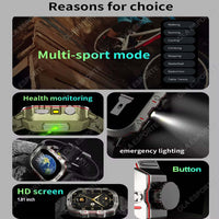 Men Smartwatch with Flashlight 2025 – 1.81" HD Bluetooth Call Smart Watch, IP68 Waterproof Fitness Clock for Android & iOS