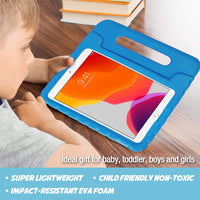 iPad 10.2 case 9th generation in blue, ideal for kids, lightweight and non-toxic design.