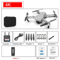 4K camera drone E88 Pro accessories including controller, battery, and propellers for enhanced aerial photography.