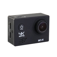 Action camera for extreme sports featuring 4K 30FPS video and Wi-Fi connectivity.
